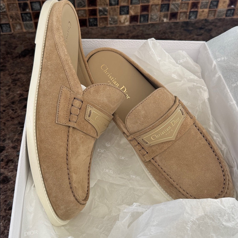 Christian Dior Dior boy slide mocassin loafer flats corde beige suede sz 40 - Picture 7 of 9